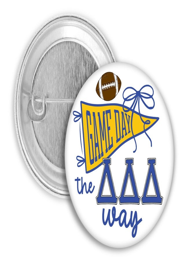 SCRAPHEART Tri Delta Sorority 2-Pin Button Set, Licensed Delta Delta Delta Game Day Pin and Heart-Shaped Gingham Button Set, Big Little Gift, Bid Day Favors, Cute Greek Life Accessories, Tri Delta Sorority Gifts - Image 2